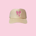 Tan with Pink Bow Trucker Hat