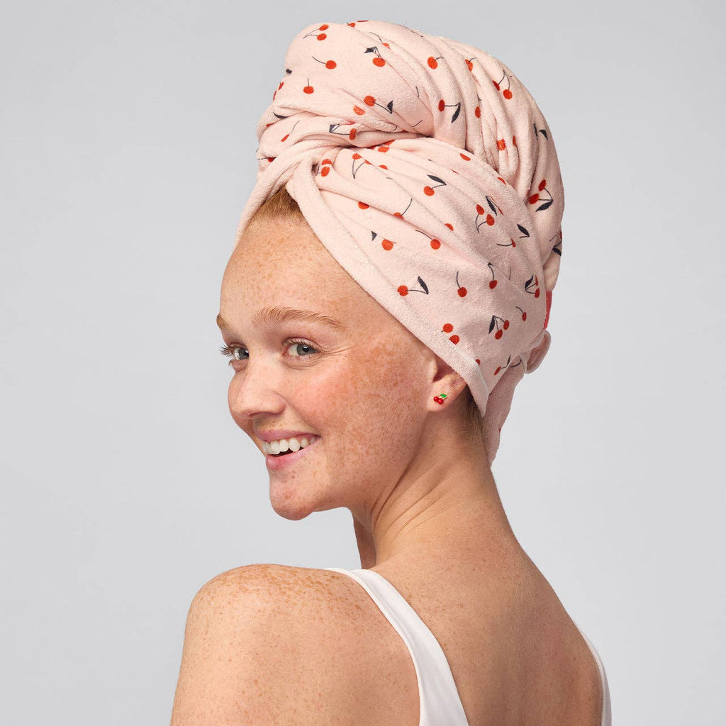 XL Hair Towel Wrap - Cherry Print