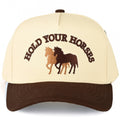 HOLD YOUR HORSES Embroidered Letter Two Tone Trucker Hat