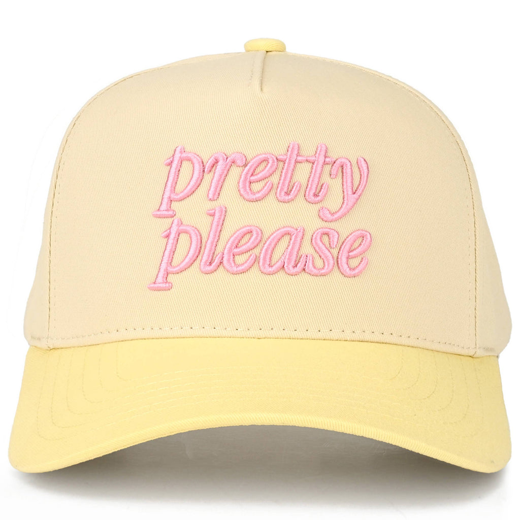 PRETTY PLEASE Letter Embroidered on Two Tone Trucker Hat