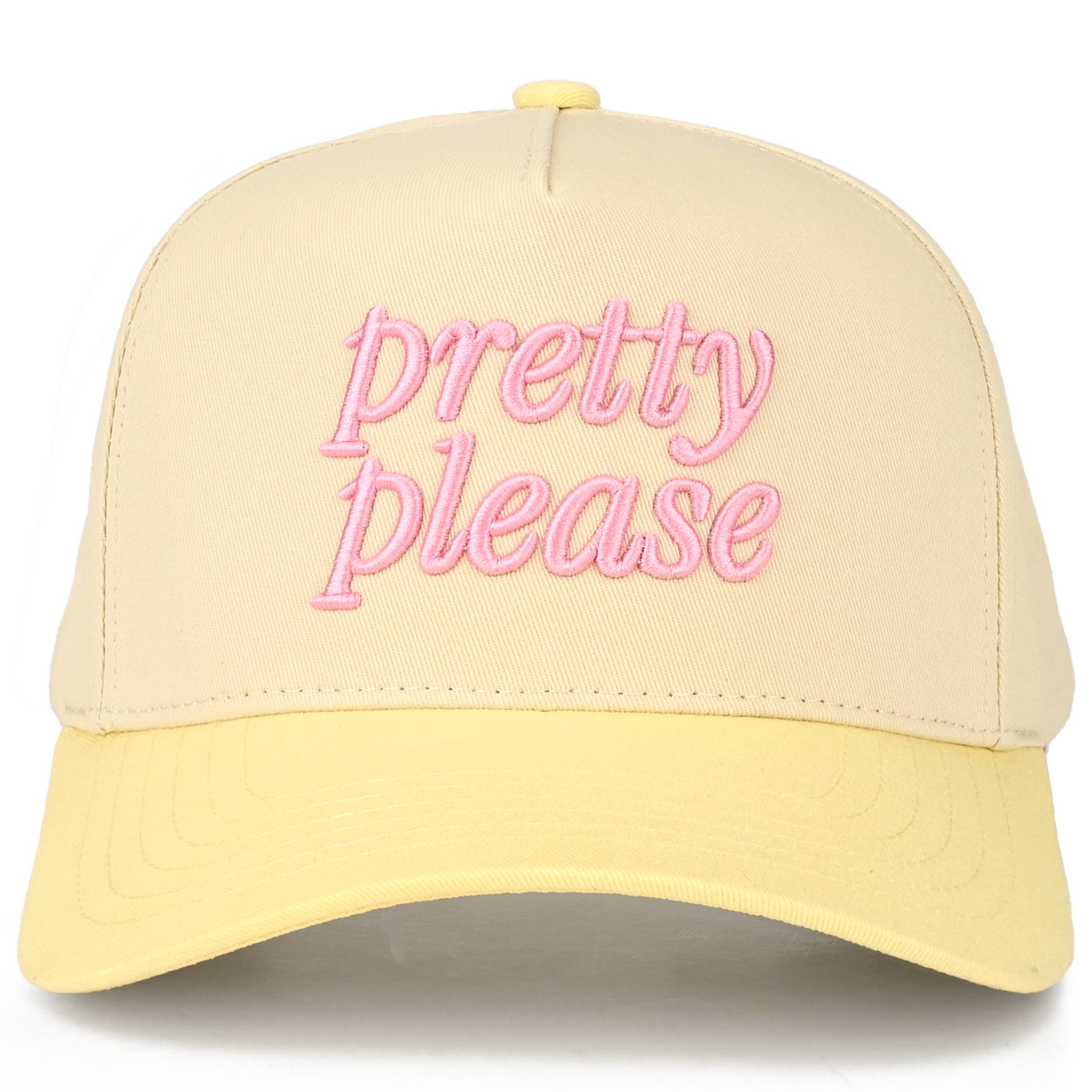PRETTY PLEASE Letter Embroidered on Two Tone Trucker Hat