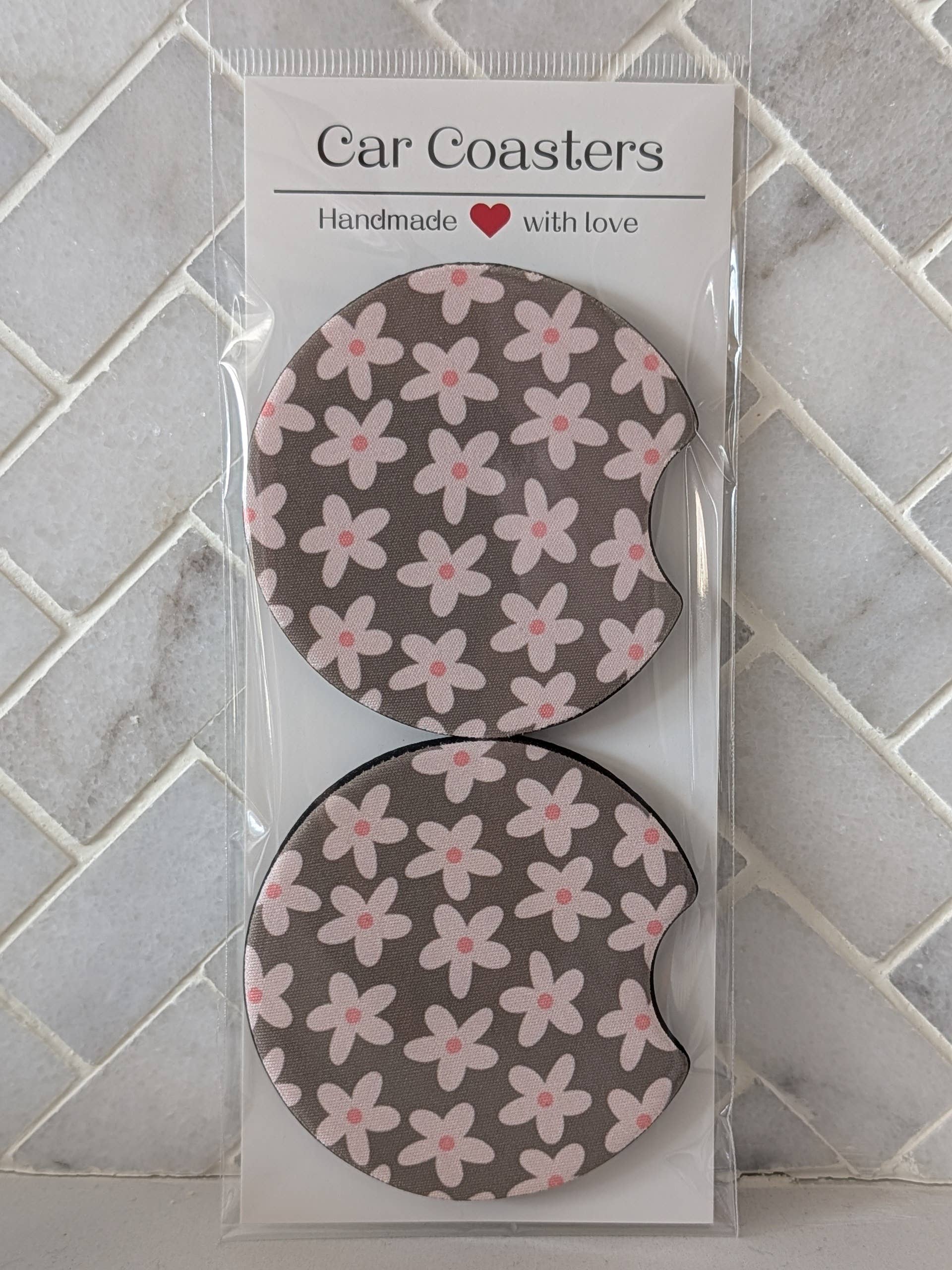 Sage Daisies Car Coasters