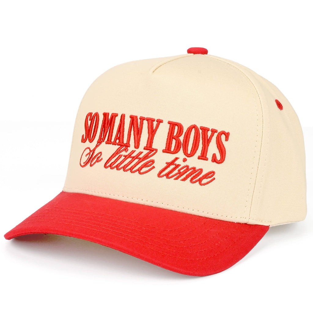 SO MANY BOYS SO LITTLE TIME Letter Two Tone Trucker Hat