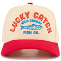 LUCKY CATCH Embroidered Letter on Two Tone Trucker Hat