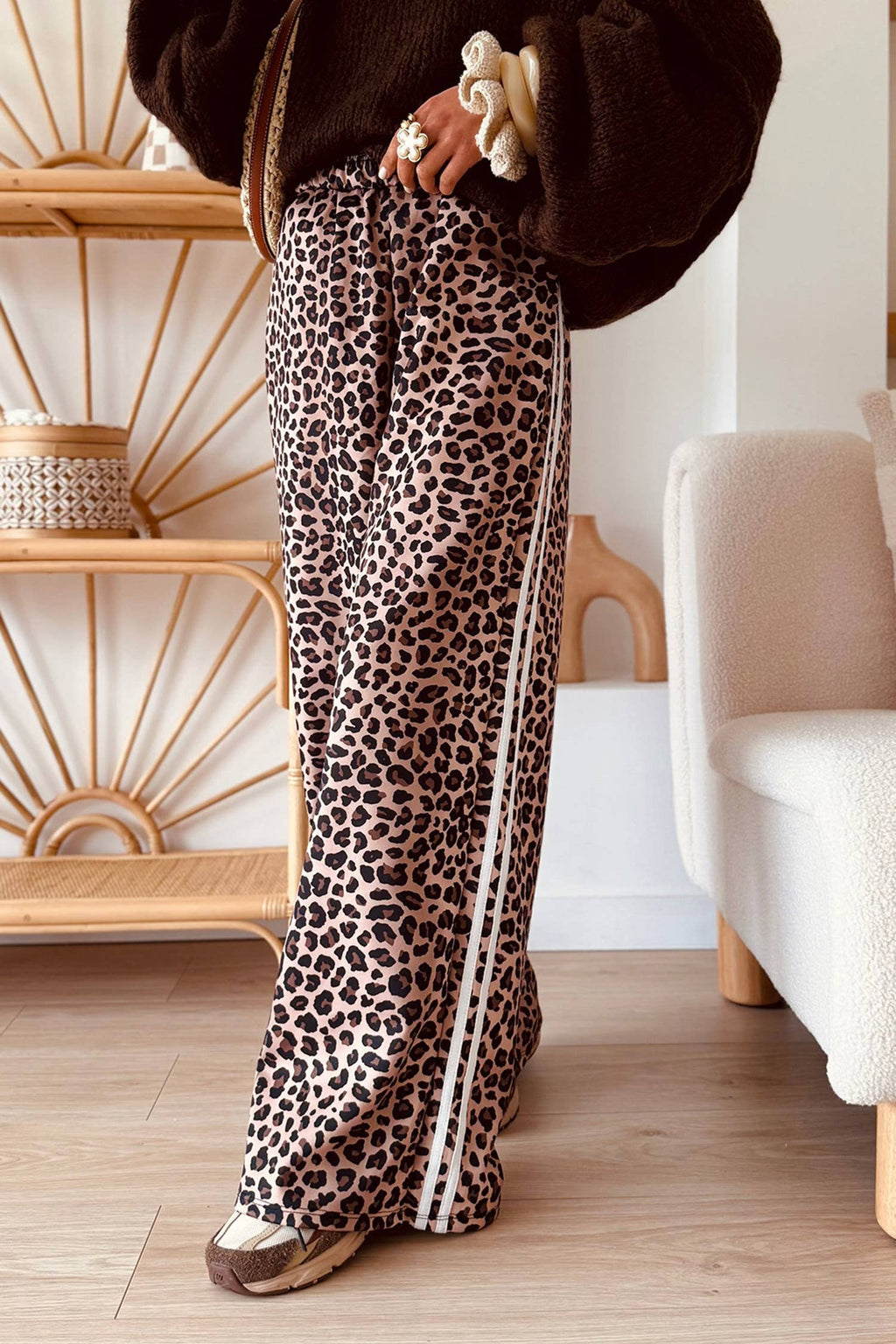 Leopard High Waist Wide Leg Pants