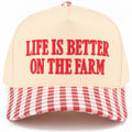 LIFE IS BETTER ON THE FARM Letter Two Tone Trucker Hat
