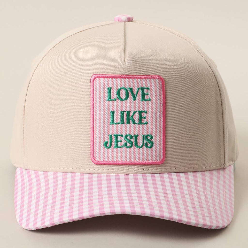 LOVE LIKE JESUS Gingham Trucker Hat