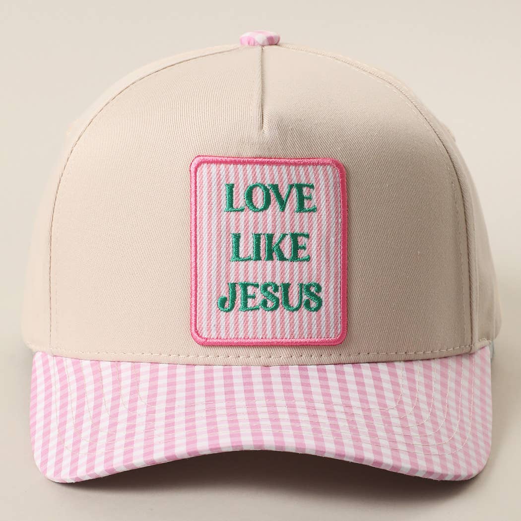 LOVE LIKE JESUS Gingham Trucker Hat