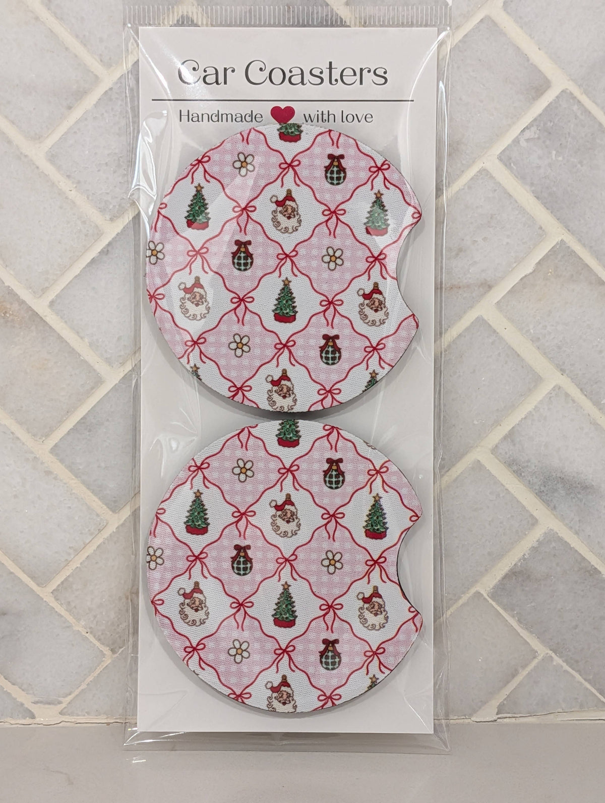 Holiday Christmas Lattice Car Coasters