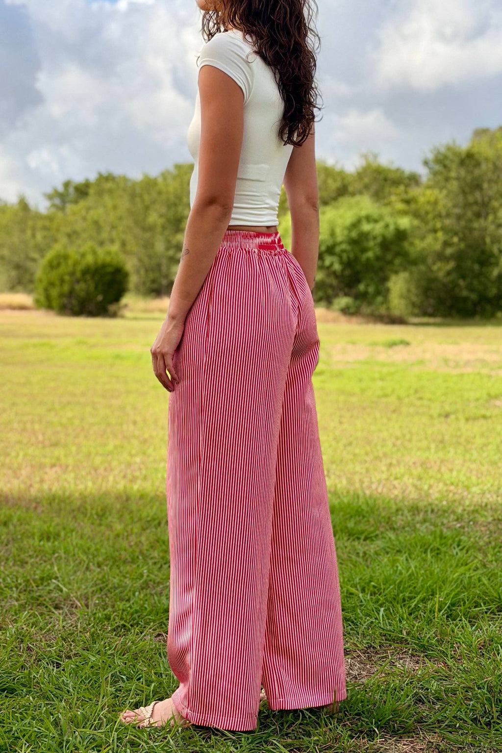 Samantha Striped Pants Red