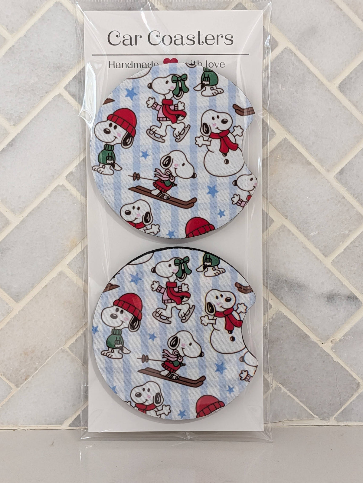 Winter Dog Car Coasters