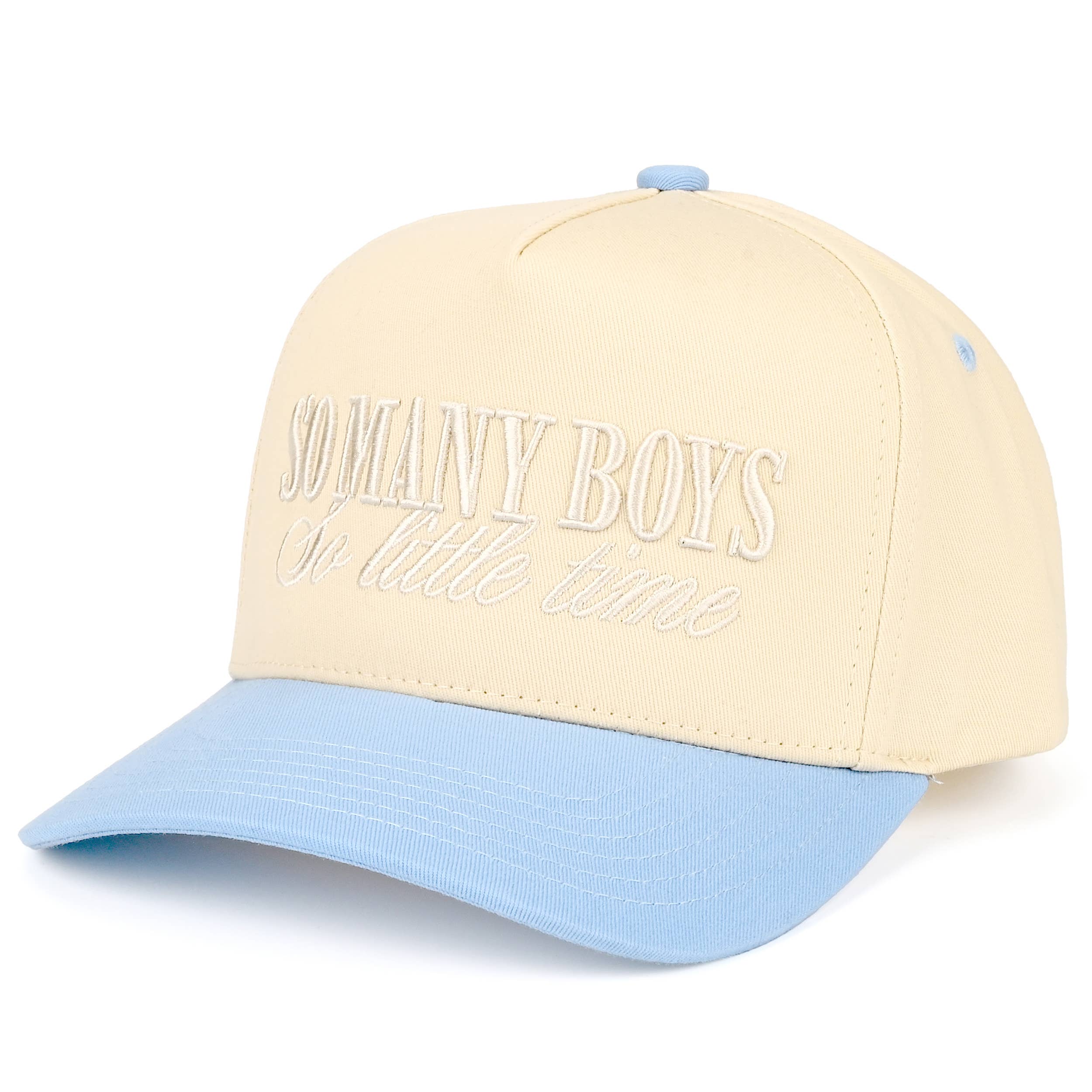 SO MANY BOYS SO LITTLE TIME Letter Two Tone Trucker Hat