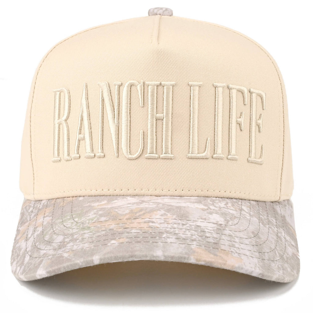 RANCH LIFE Letter Embroidered Two Tone Trucker Hat