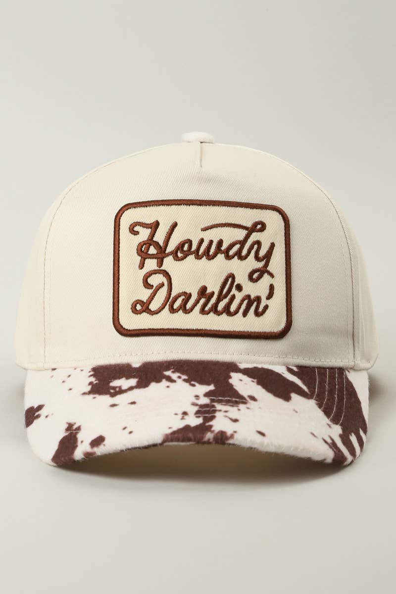 Howdy Darlin' Cow Print Trucker Hat