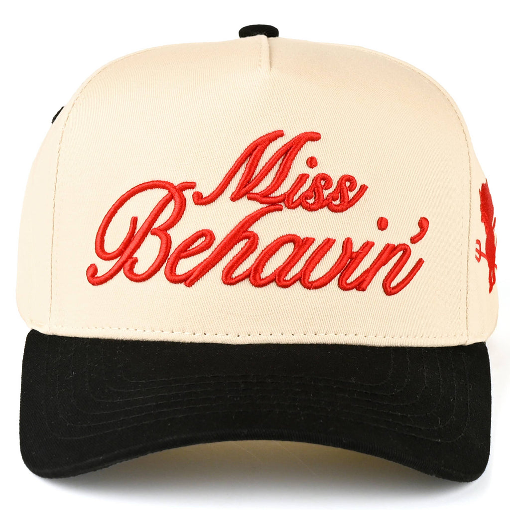 MISS BEHAVIN Letter Embroidered Trucker Cap
