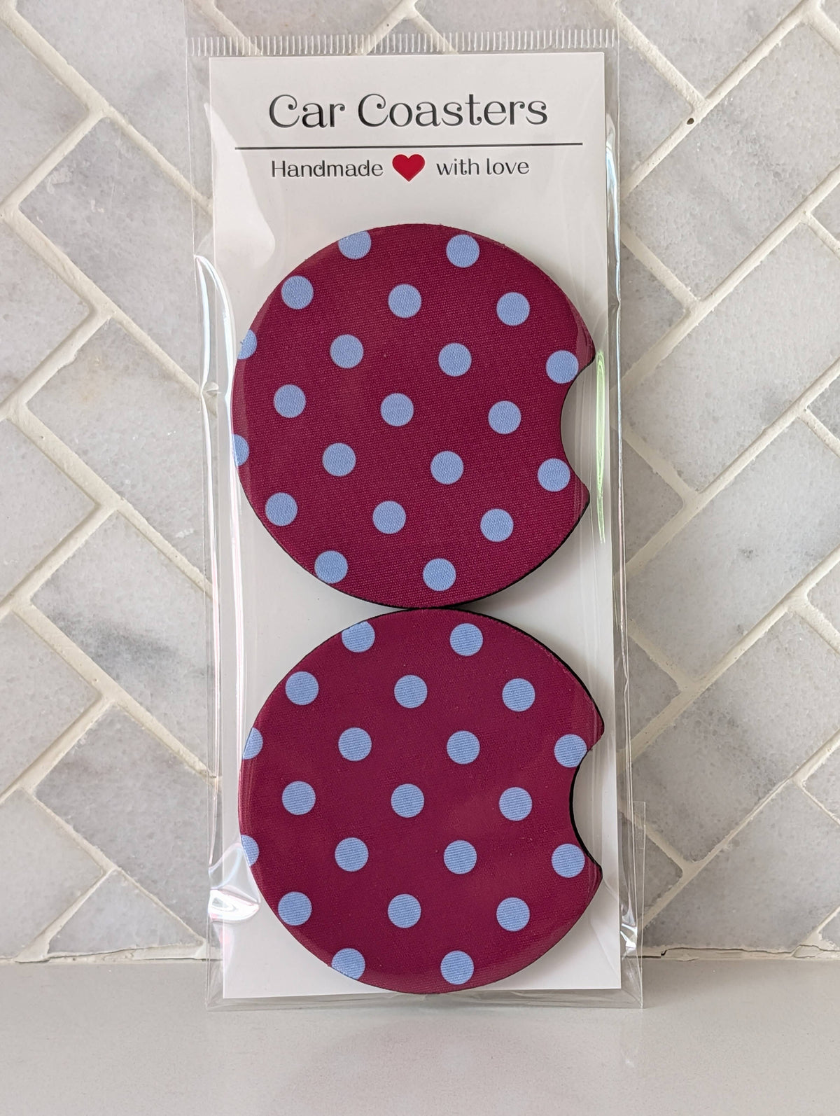 Polka Periwinkle Dots Car Coasters
