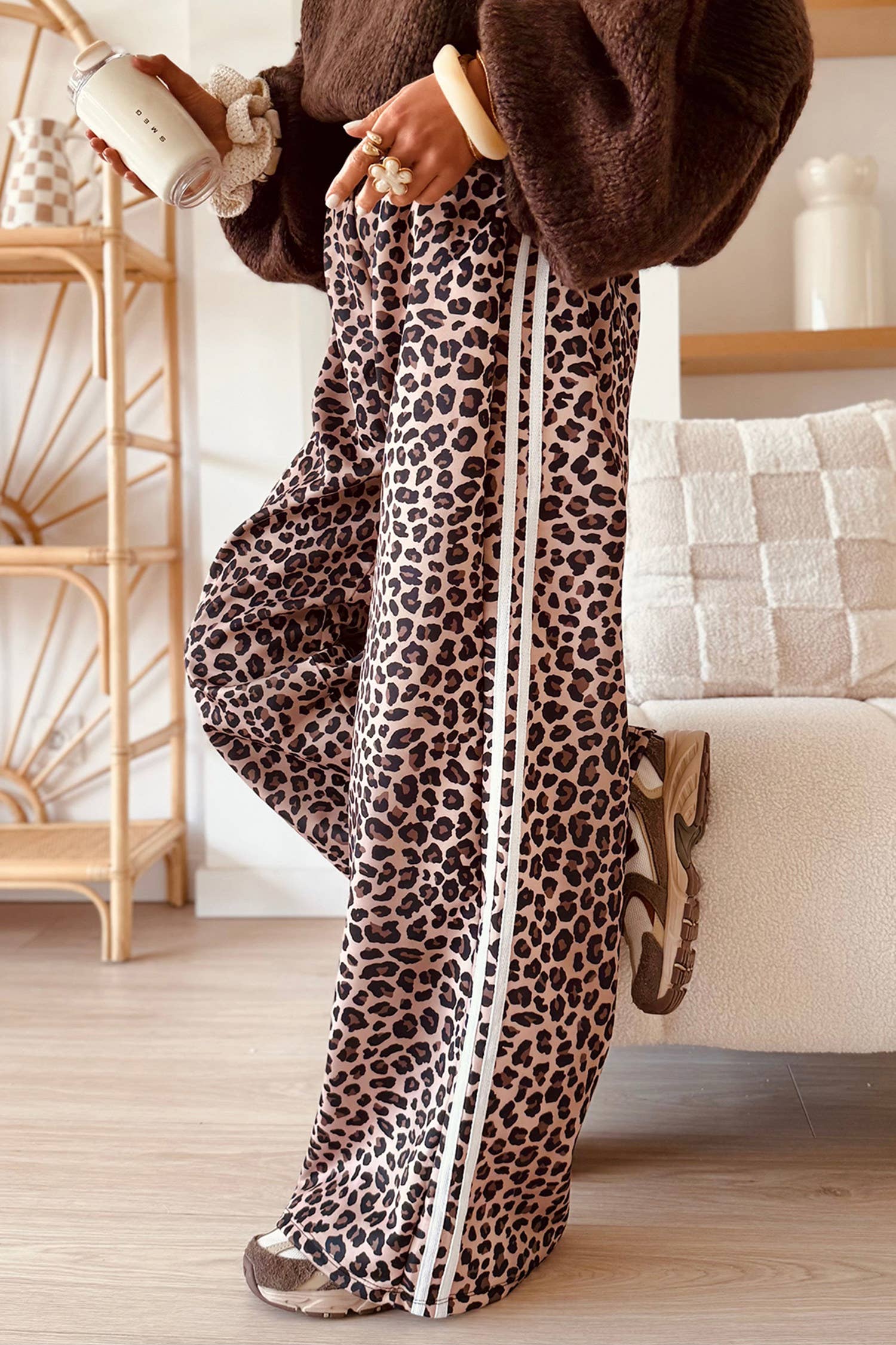 Leopard High Waist Wide Leg Pants