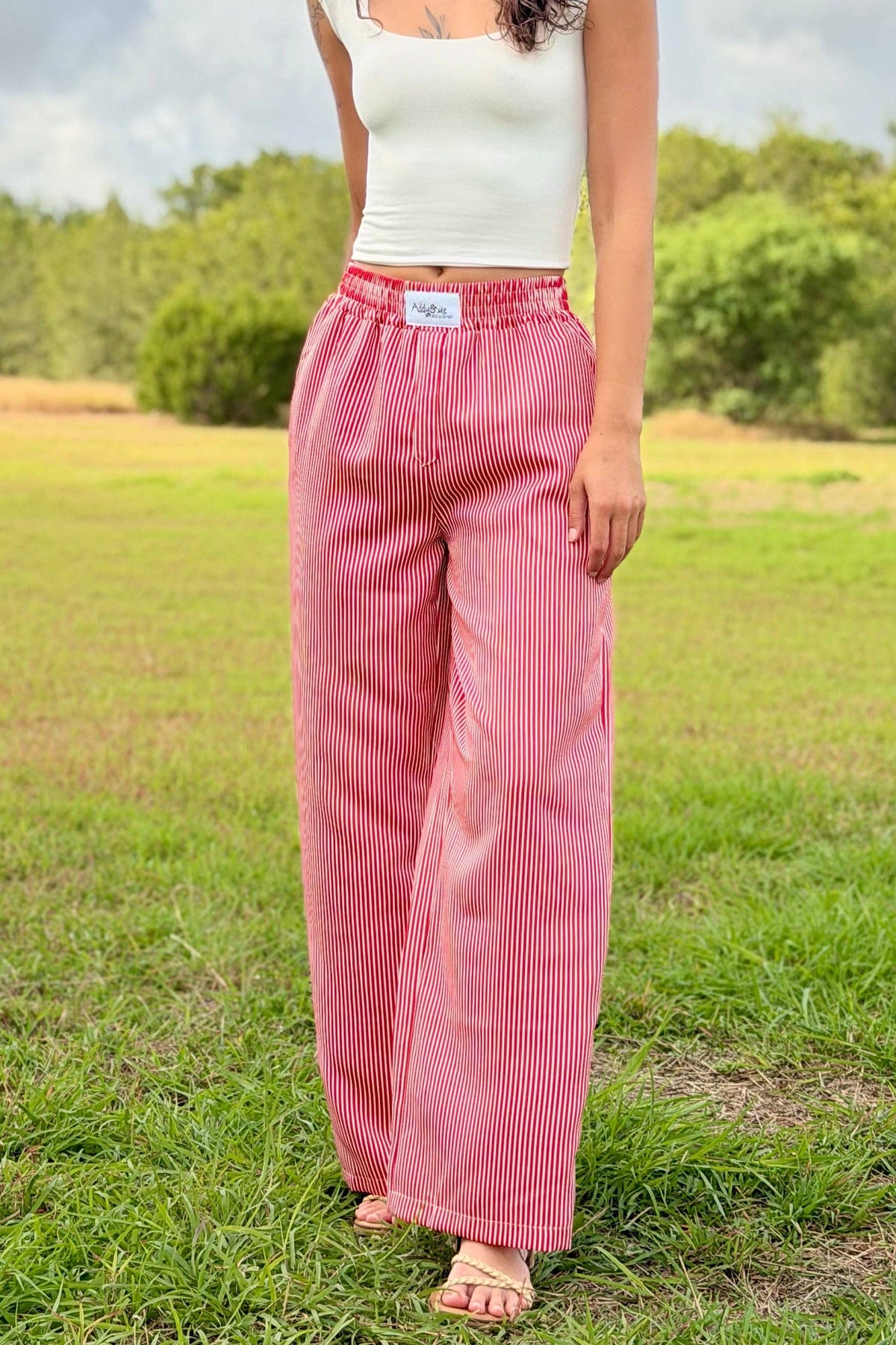 Samantha Striped Pants Red