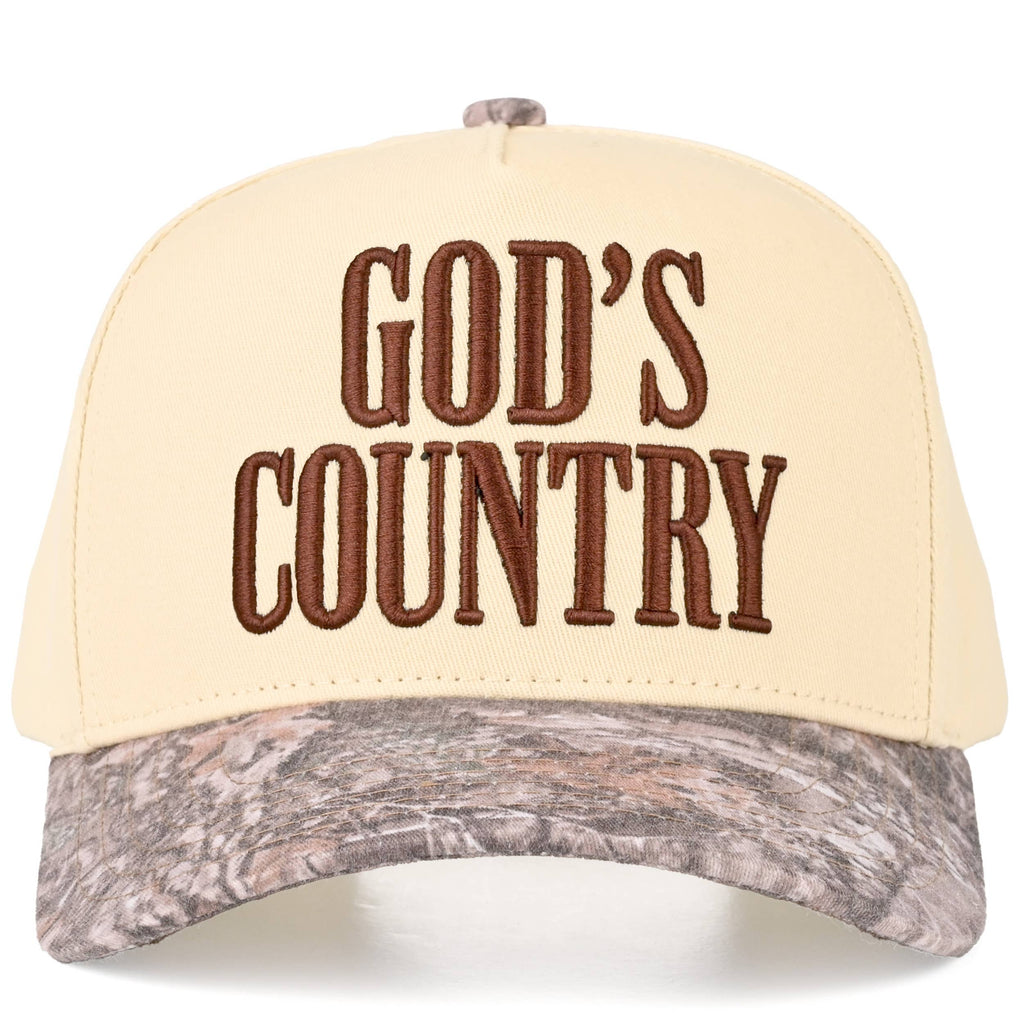 GOD'S COUNTRY Letter on Two Tone Trucker Hat