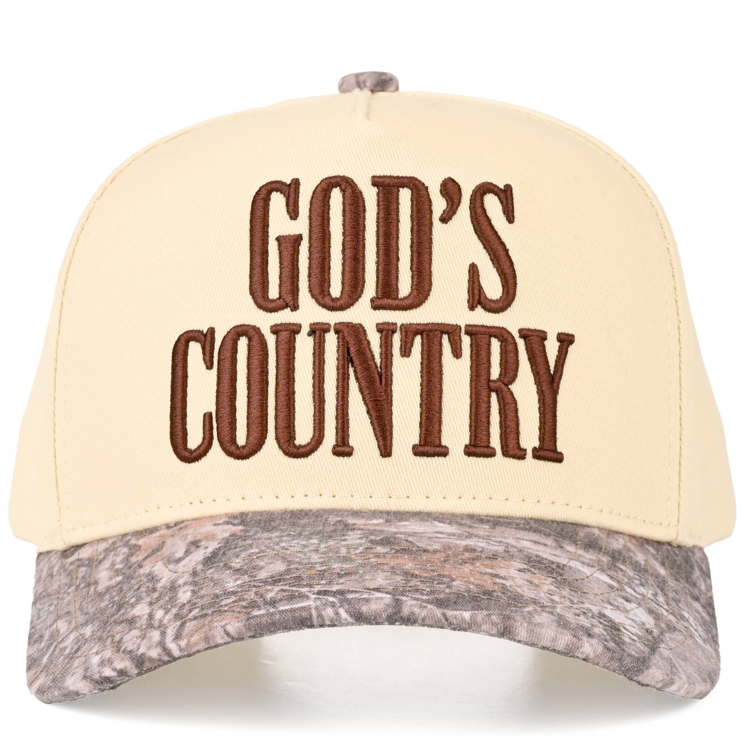 GOD'S COUNTRY Letter on Two Tone Trucker Hat