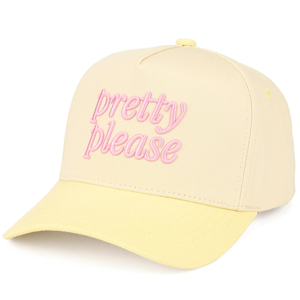 PRETTY PLEASE Letter Embroidered on Two Tone Trucker Hat