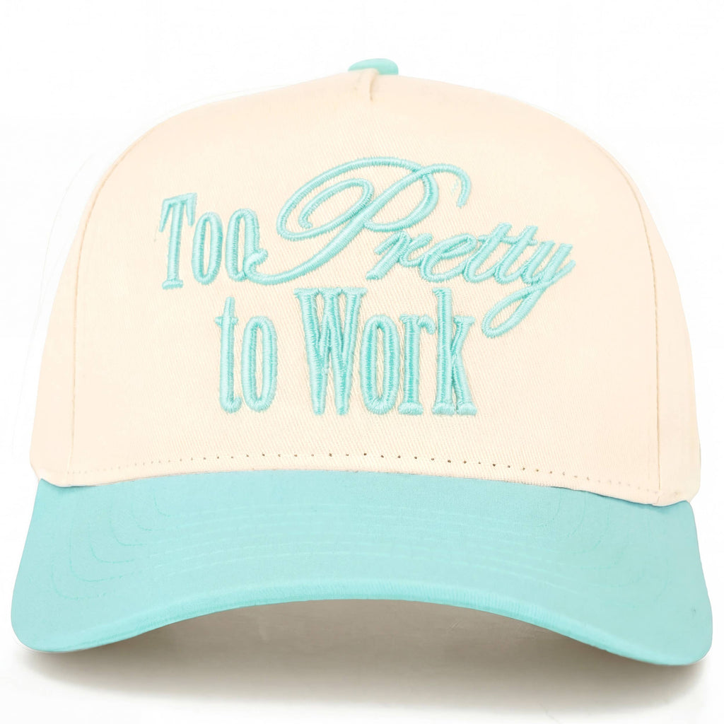 TOO PRETTY TO WORK Letter on Two Tone Trucker Hat