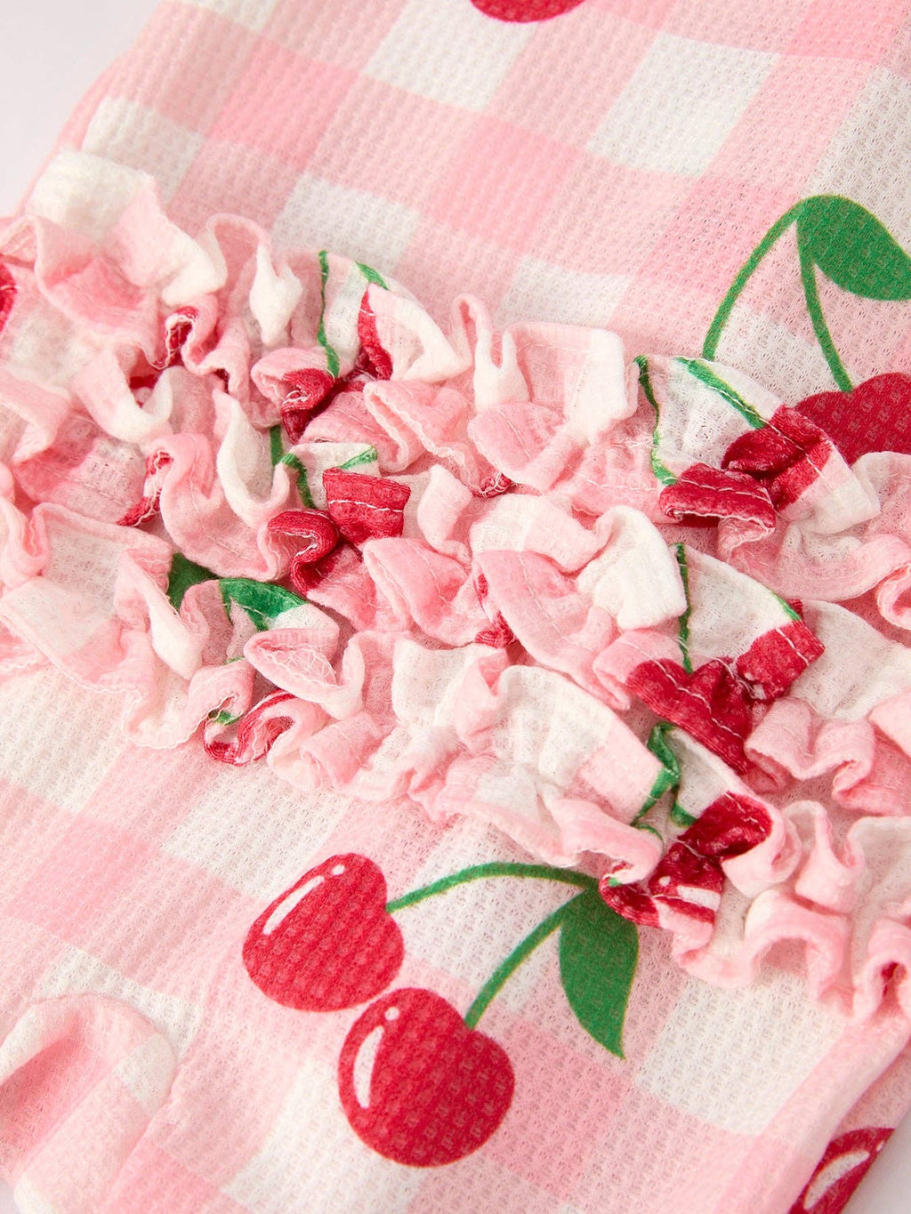 Cherry Plaid Girls' Romper