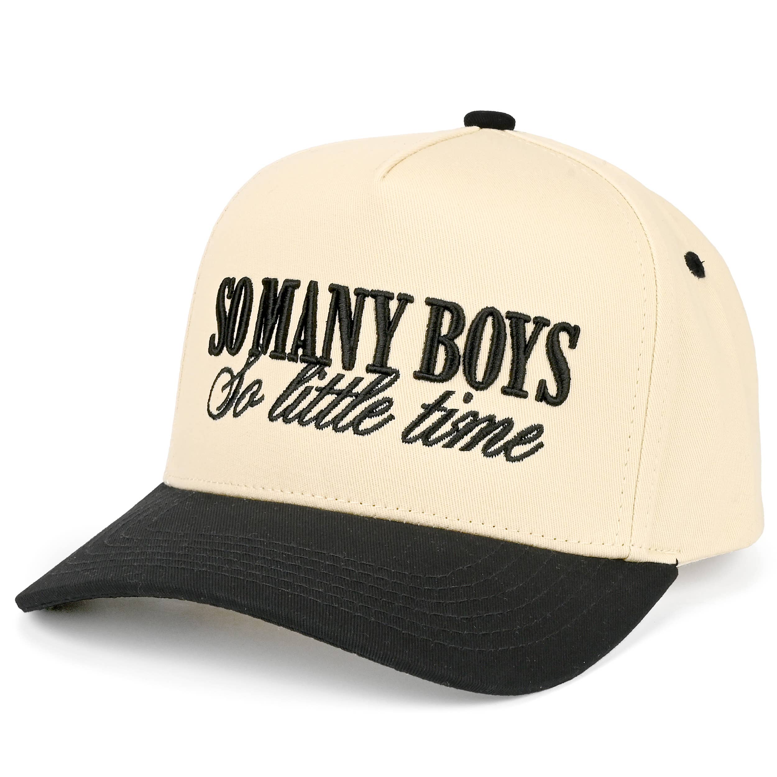 SO MANY BOYS SO LITTLE TIME Letter Two Tone Trucker Hat