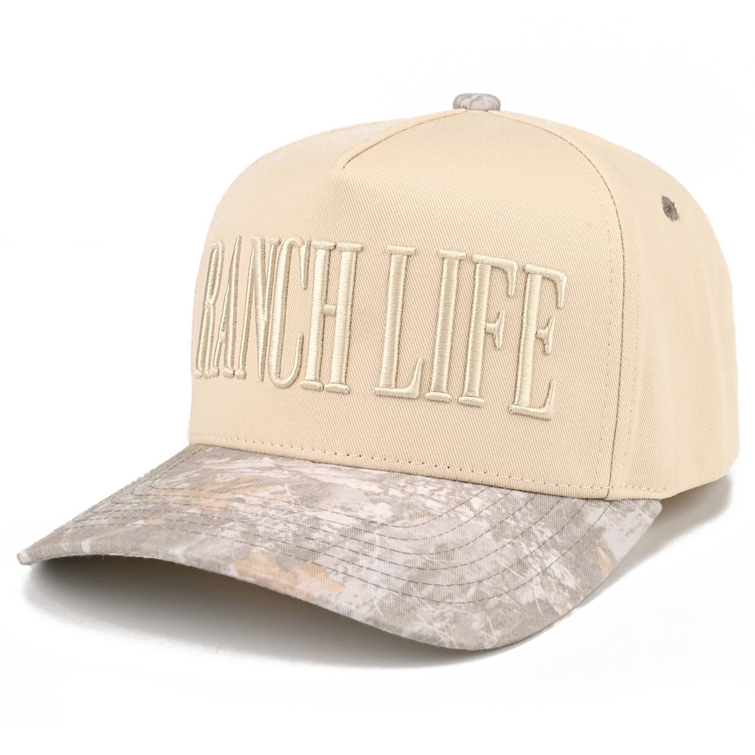 RANCH LIFE Letter Embroidered Two Tone Trucker Hat