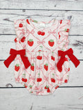 Baby Girl Bubble with Strawberry Bow Print