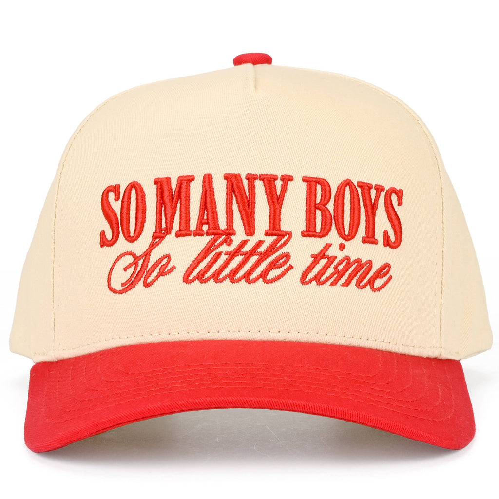 SO MANY BOYS SO LITTLE TIME Letter Two Tone Trucker Hat