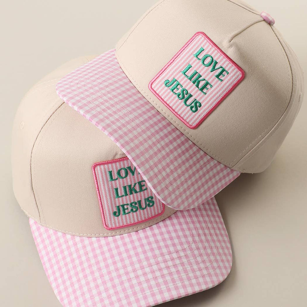 LOVE LIKE JESUS Gingham Trucker Hat