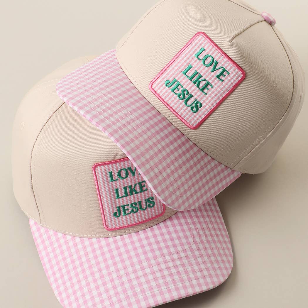 LOVE LIKE JESUS Gingham Trucker Hat