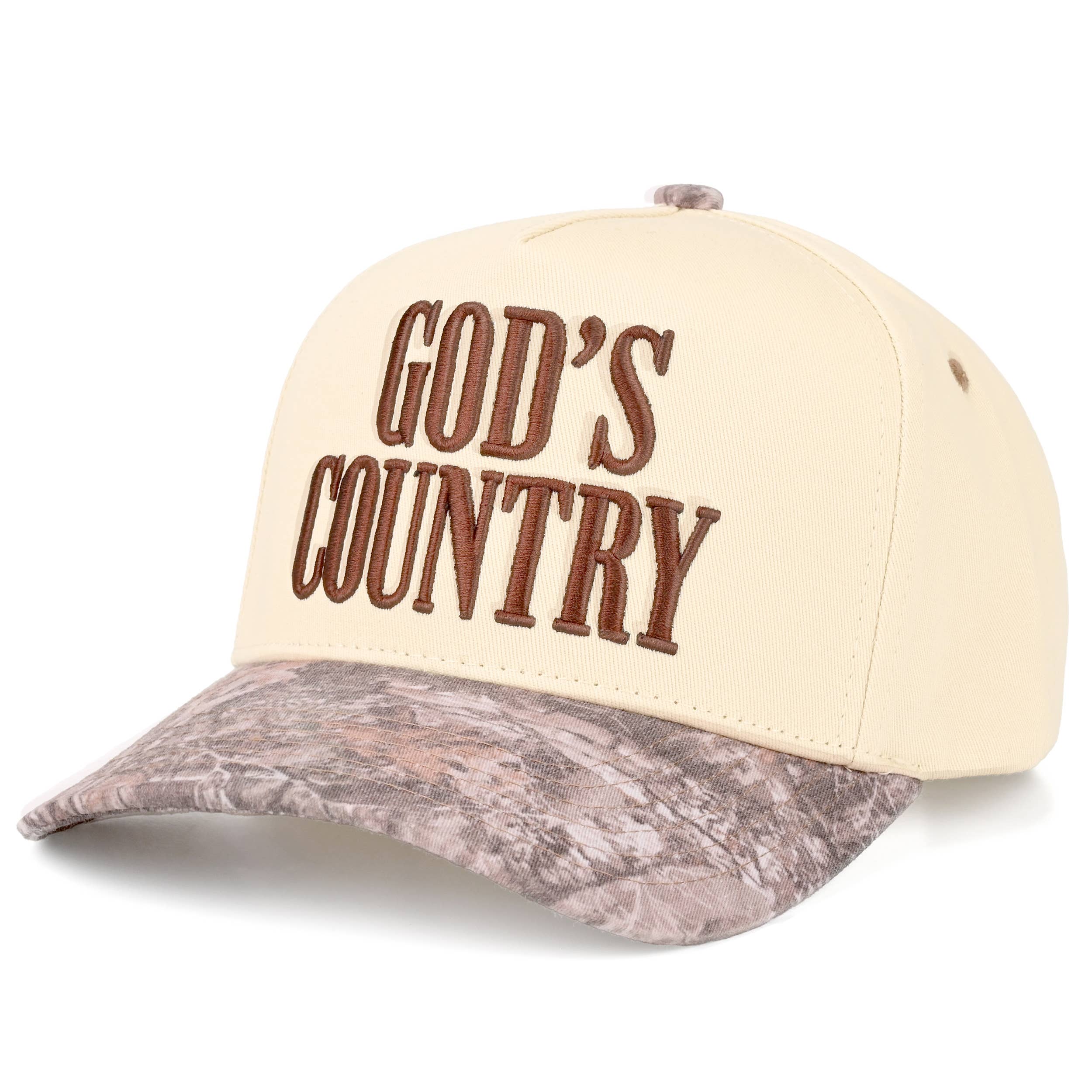 GOD'S COUNTRY Letter on Two Tone Trucker Hat