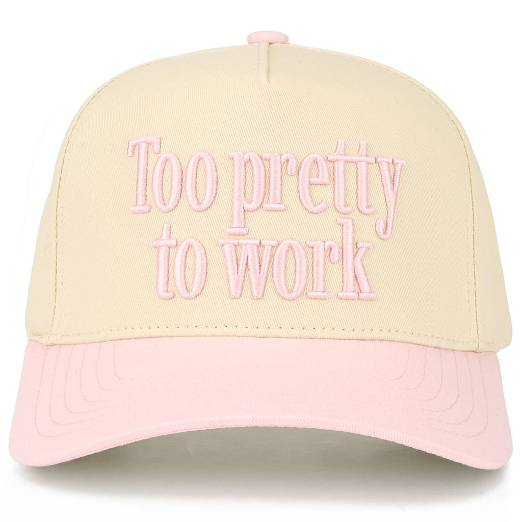 TOO PRETTY TO WORK Letter on Two Tone Trucker Hat