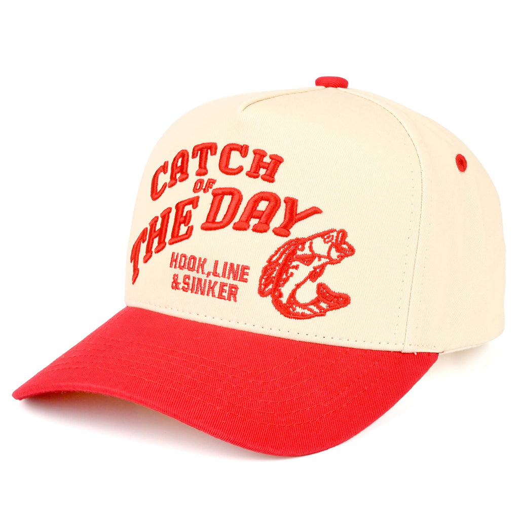 CATCH OF THE DAY Embroidered Letter Two Tone Trucker Hat