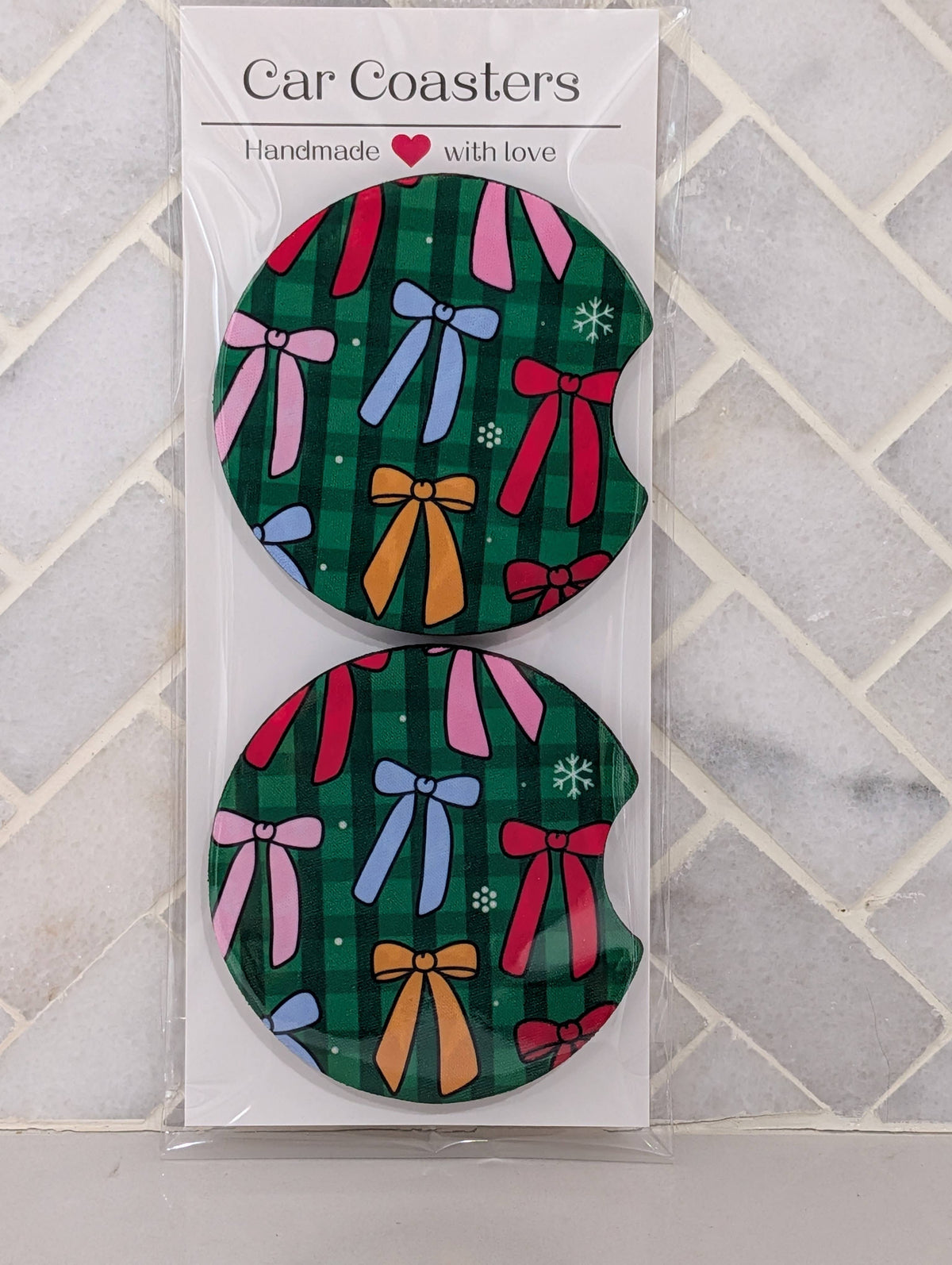 Holiday Bows Car Coasters