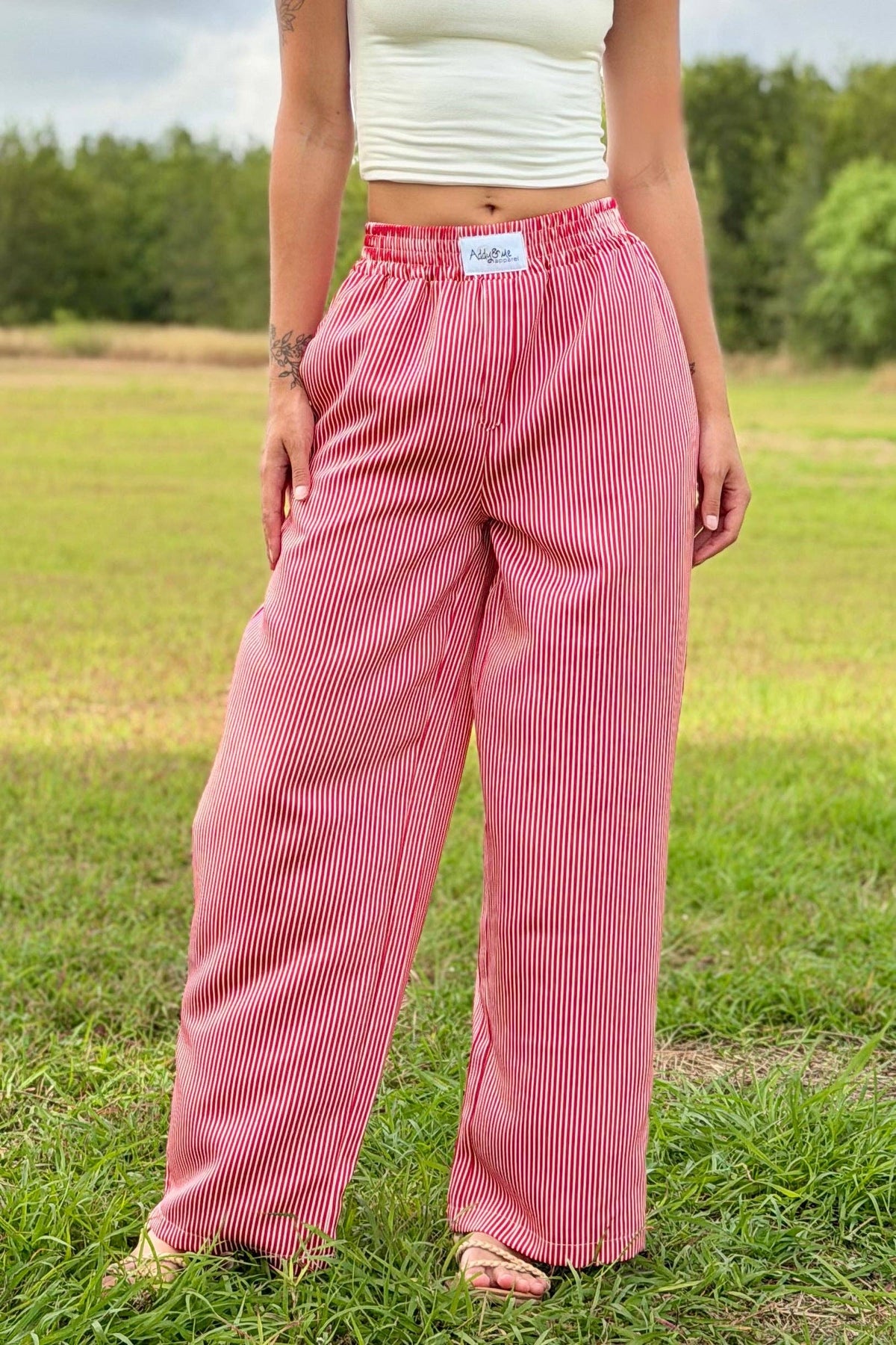 Samantha Striped Pants Red