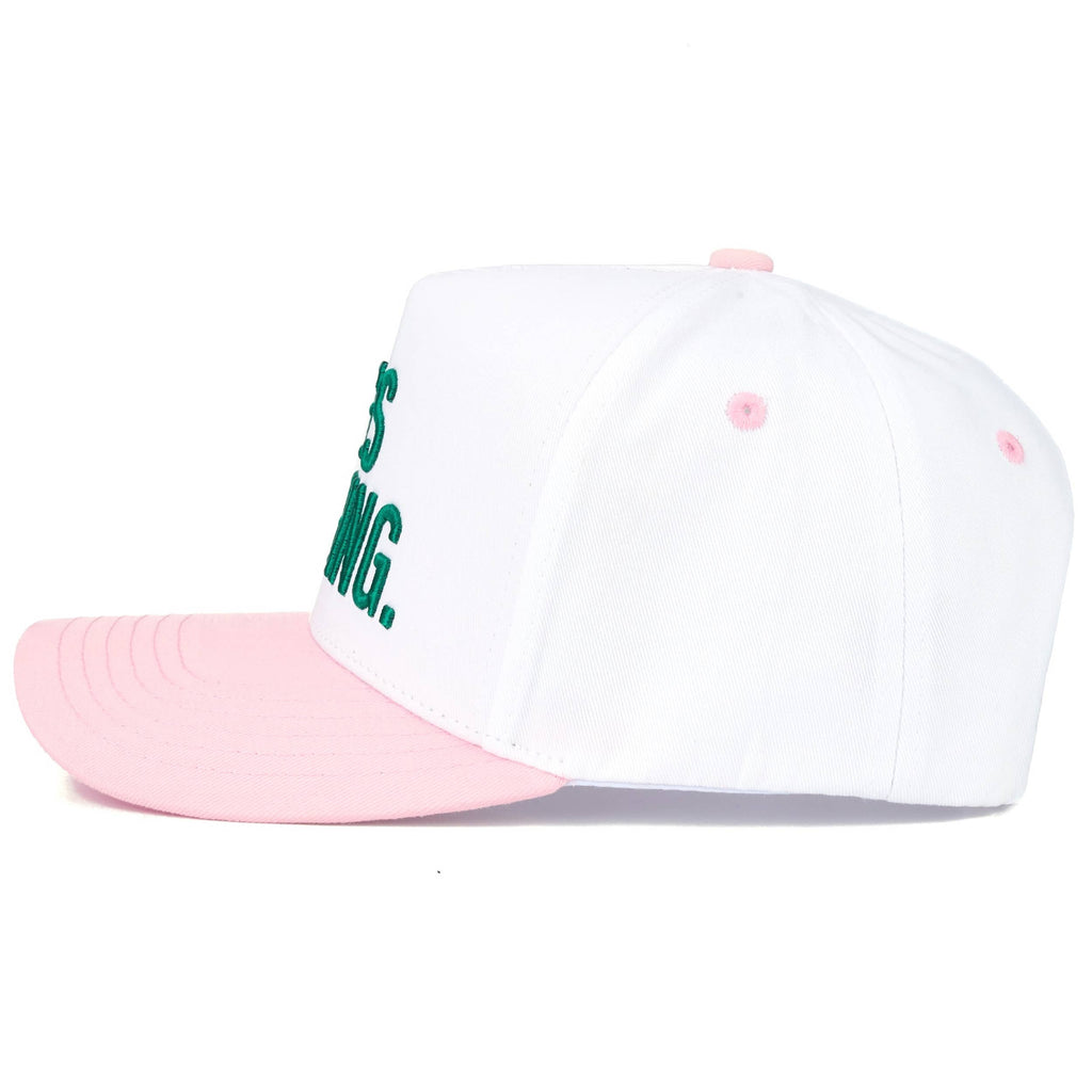 HE'S GOLFING Letter Embroidered on Two Tone Trucker Hat