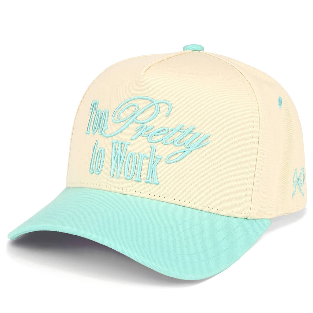TOO PRETTY TO WORK Letter on Two Tone Trucker Hat