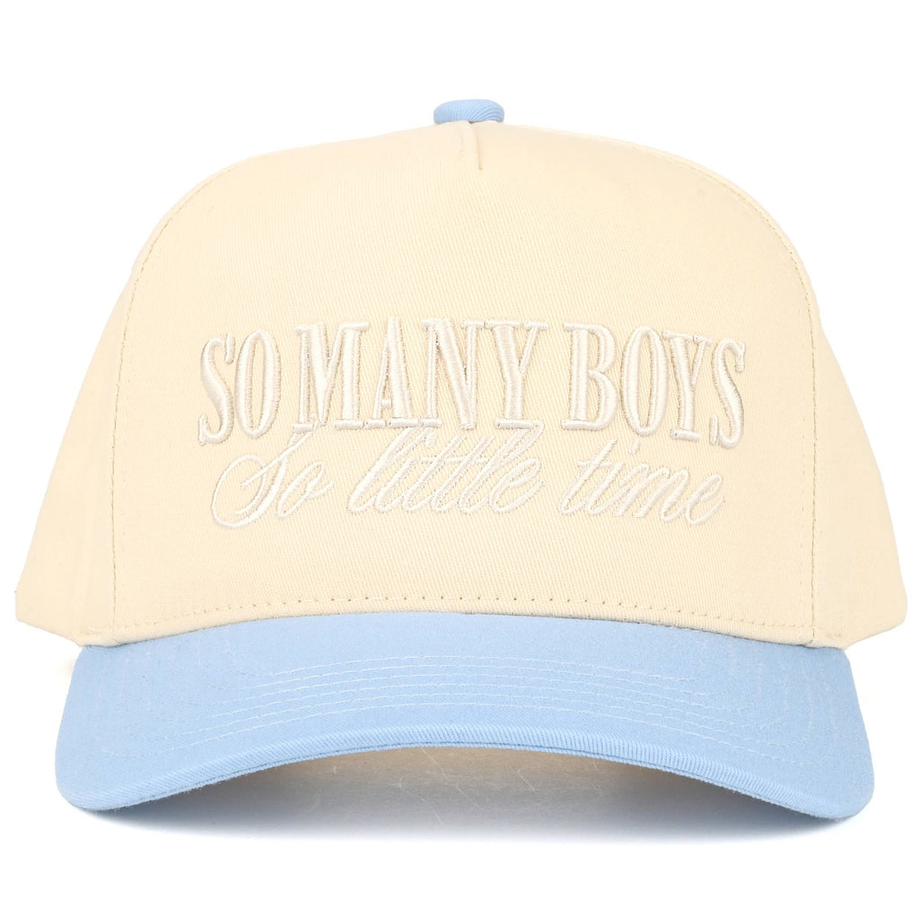 SO MANY BOYS SO LITTLE TIME Letter Two Tone Trucker Hat