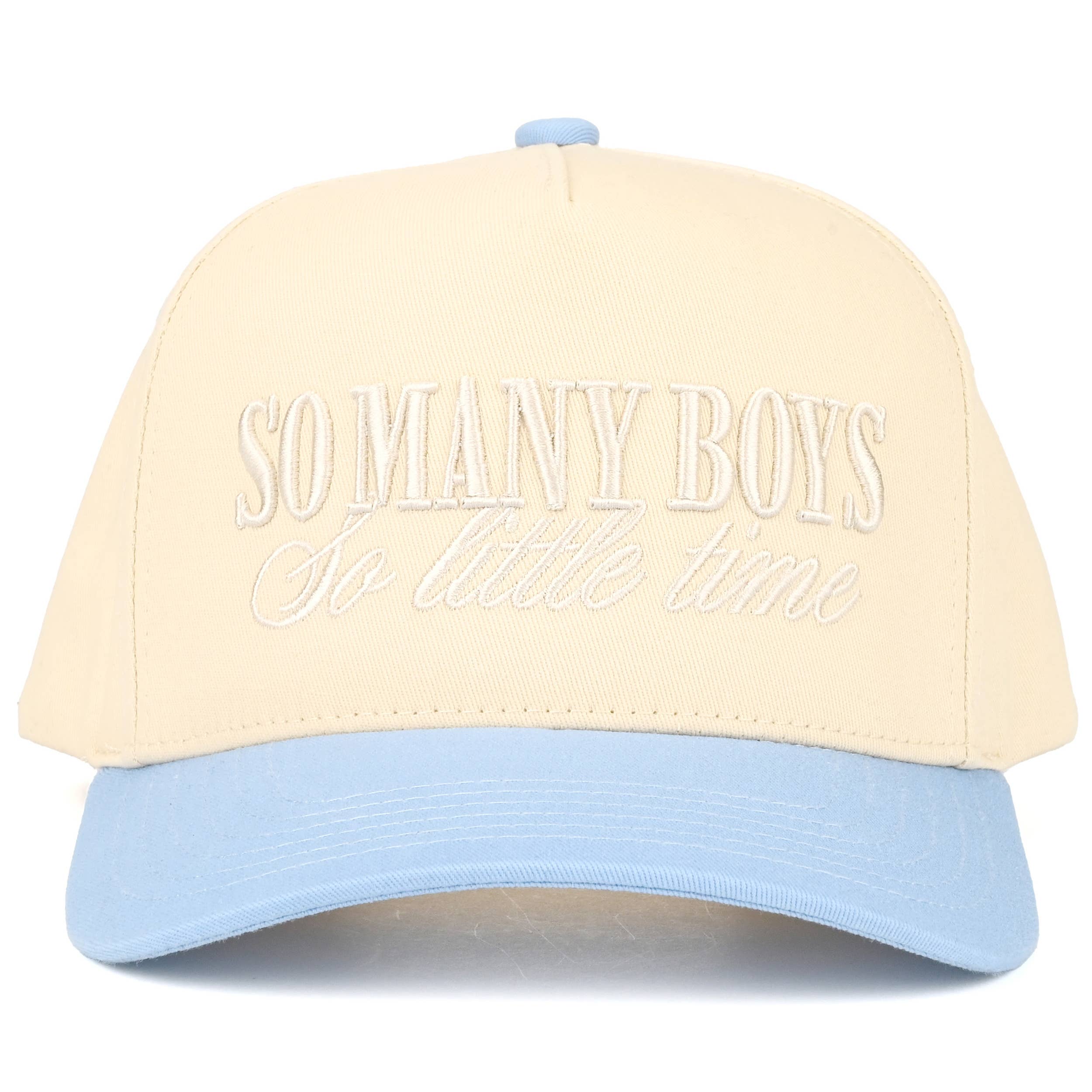 SO MANY BOYS SO LITTLE TIME Letter Two Tone Trucker Hat